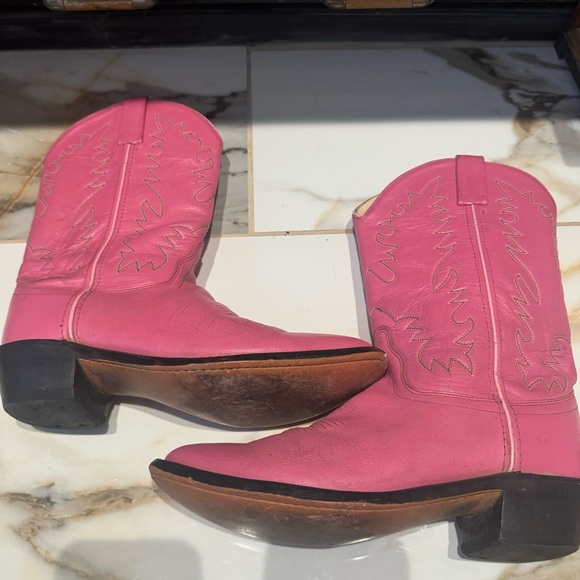 Barbie Pink Leather Cowgirl Boots Barbiecore Western Size 7 - Picture 10 of 10